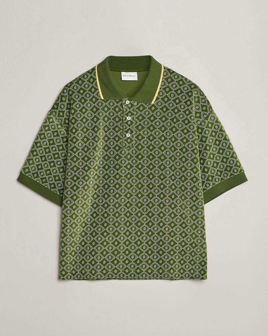 Men | Polo Shirts | Drôle de Monsieur | Short Sleeve Monogram Polo Green