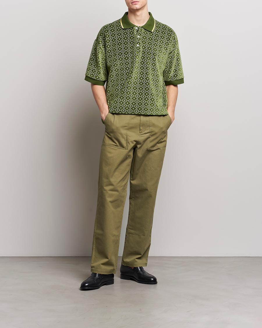 Men | Polo Shirts | Drôle de Monsieur | Short Sleeve Monogram Polo Green