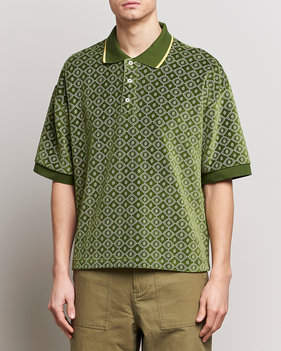 Men | Polo Shirts | Drôle de Monsieur | Short Sleeve Monogram Polo Green
