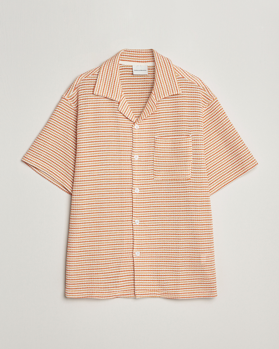 Men | Shirts | Drôle de Monsieur | Micro Check Camp Shirt Orange