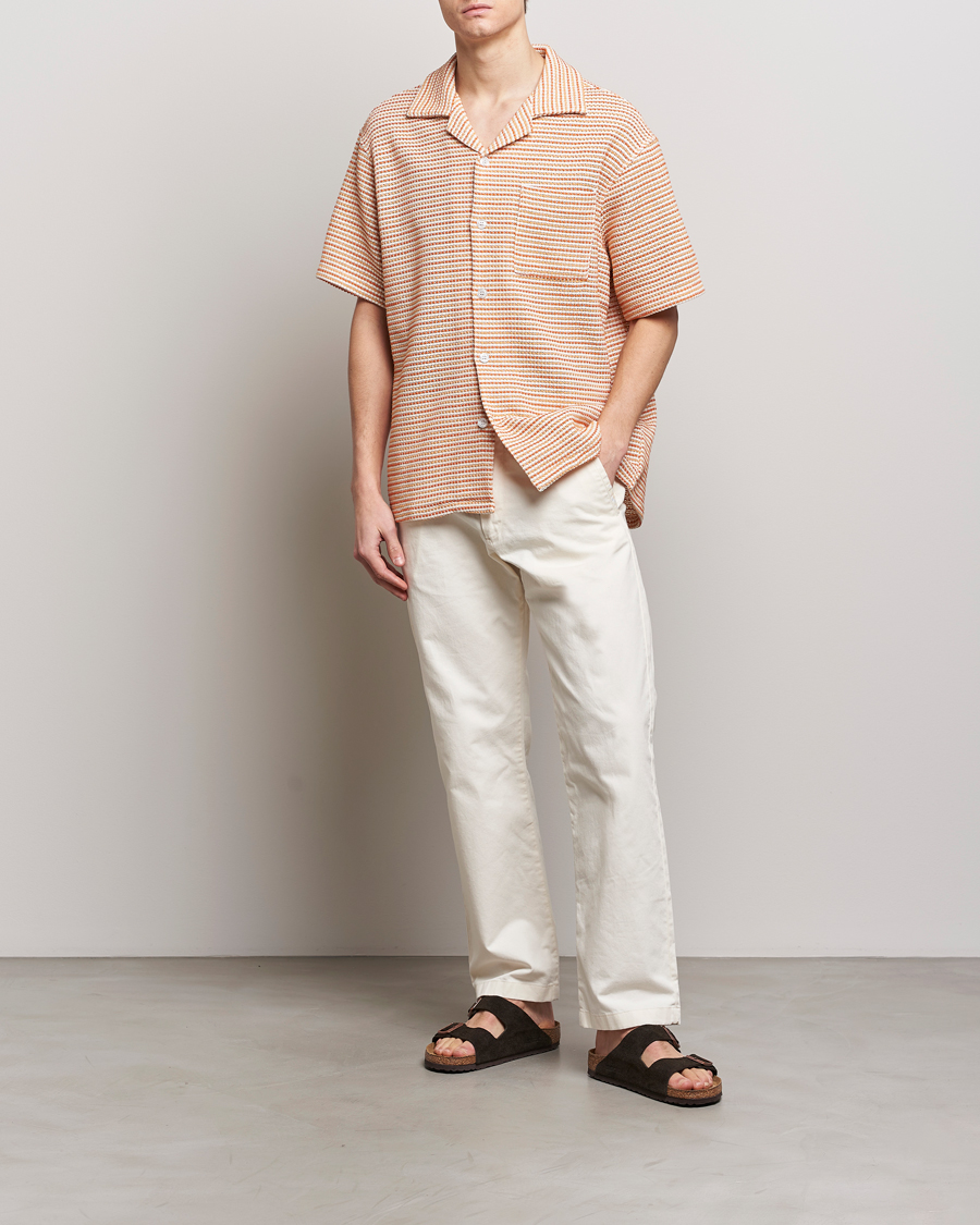 Men | Shirts | Drôle de Monsieur | Micro Check Camp Shirt Orange
