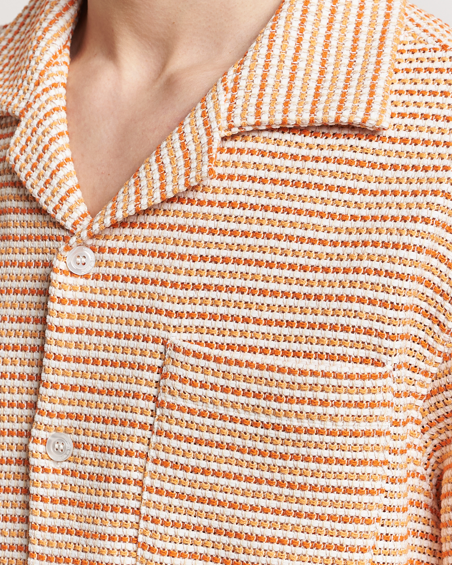 Men | Shirts | Drôle de Monsieur | Micro Check Camp Shirt Orange