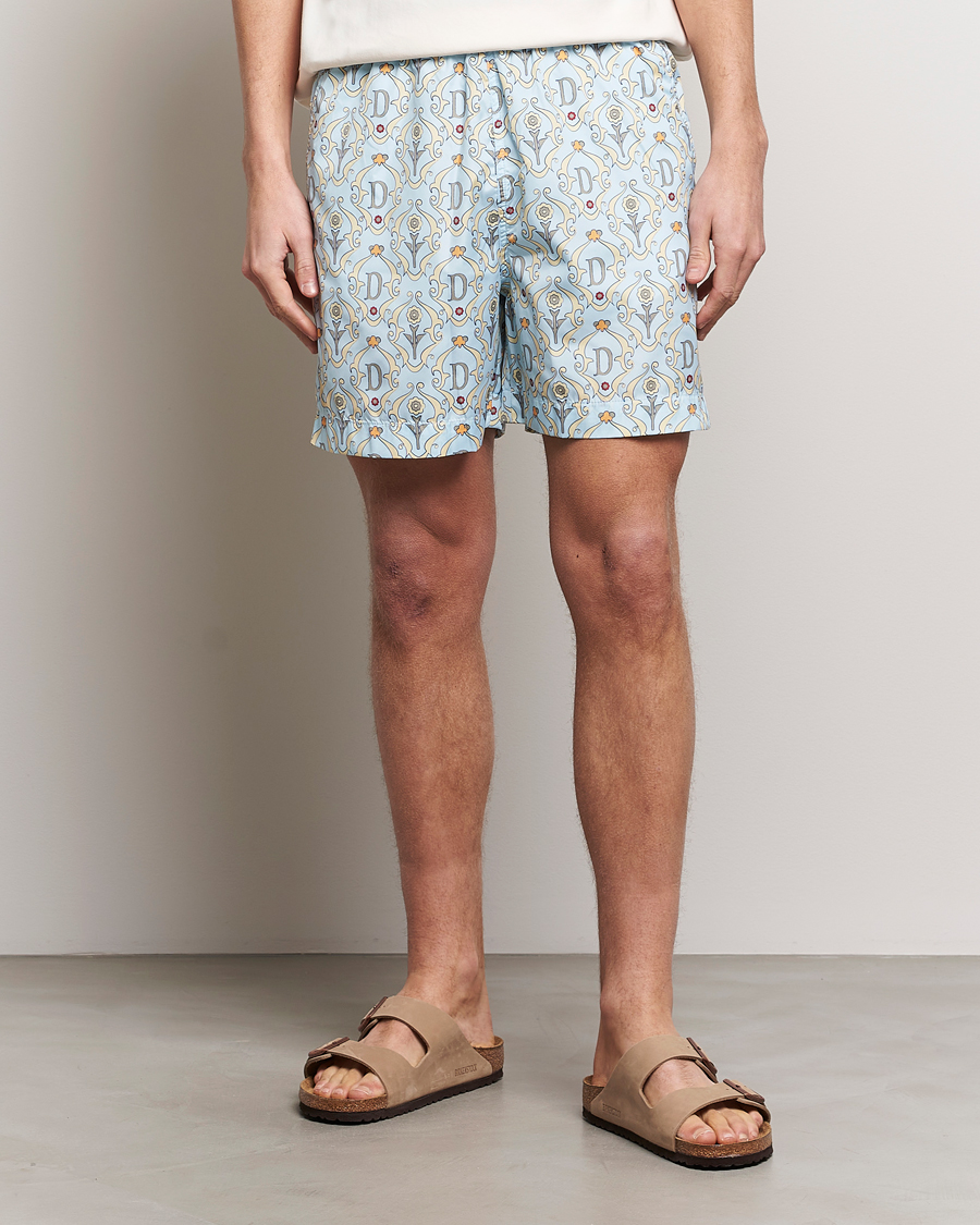 Men | Swimwear | Drôle de Monsieur | Ornaments Swim Shorts Light Blue