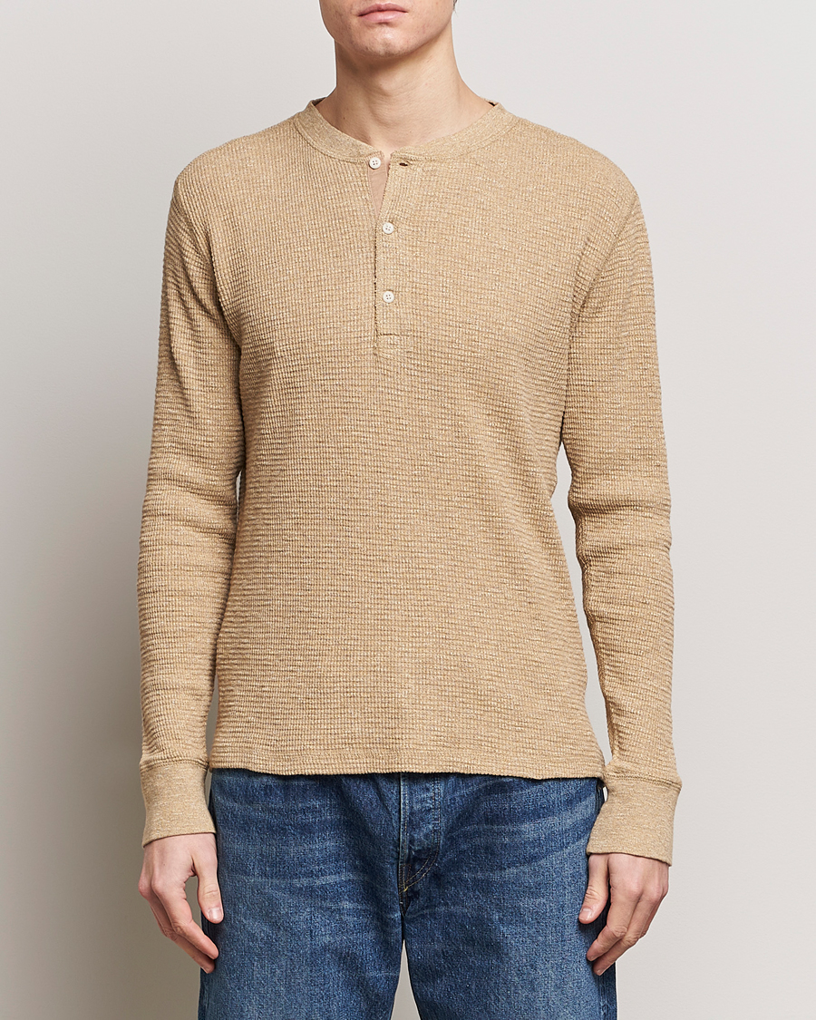 Men | Sweaters & Knitwear | RRL | Long Sleeve Henley Tan Heather