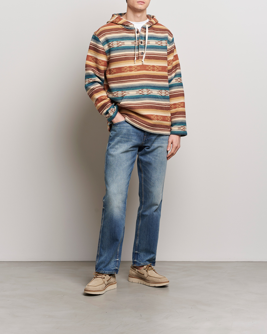 Men | Sweaters & Knitwear | Pendleton | Driftwood Hoody Azure/Brown Stripe
