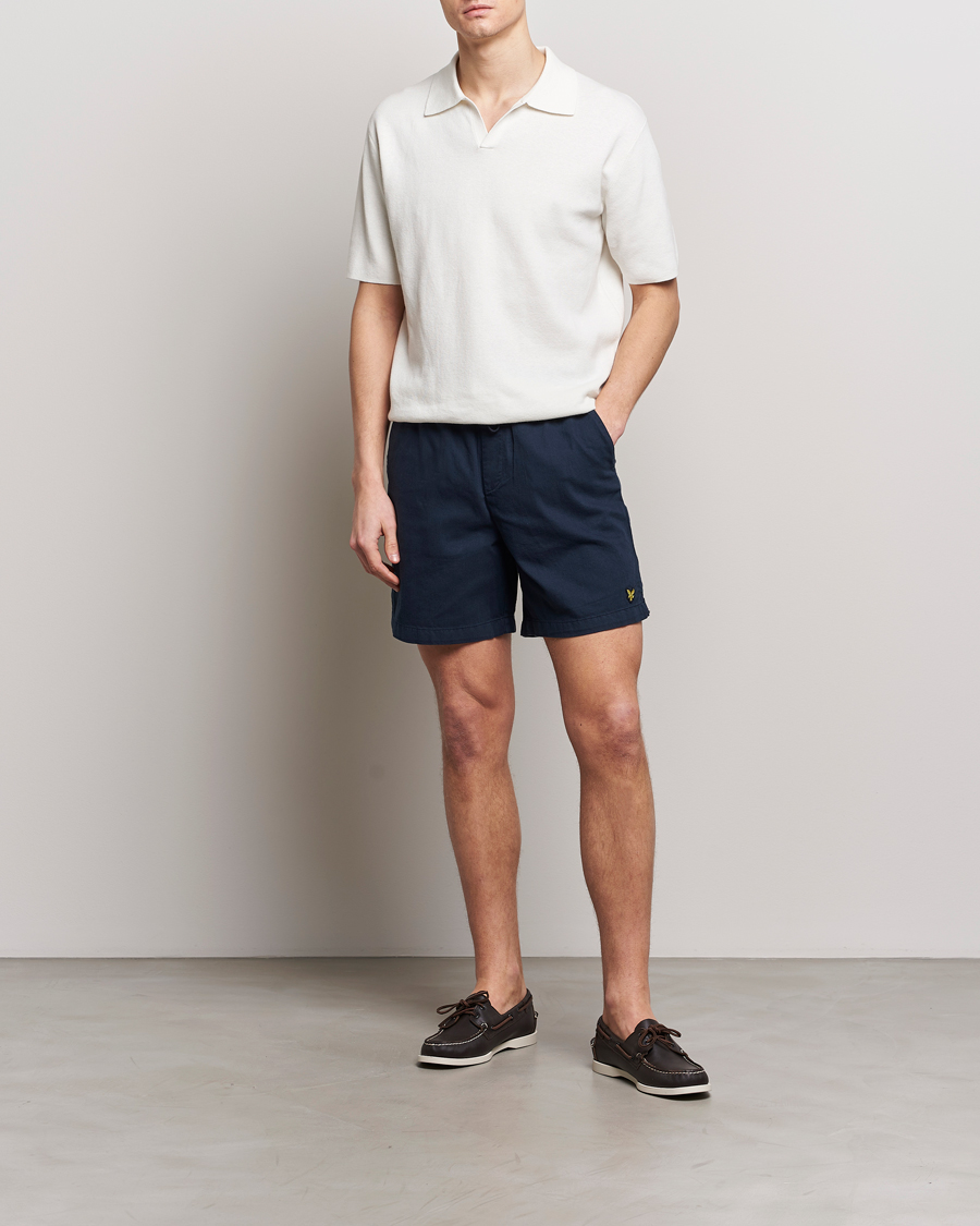 Men | Shorts | Lyle & Scott | Linen Drawstring Shorts Dark Navy