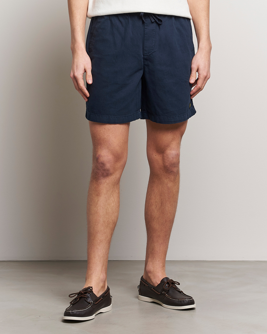 Men | Shorts | Lyle & Scott | Linen Drawstring Shorts Dark Navy