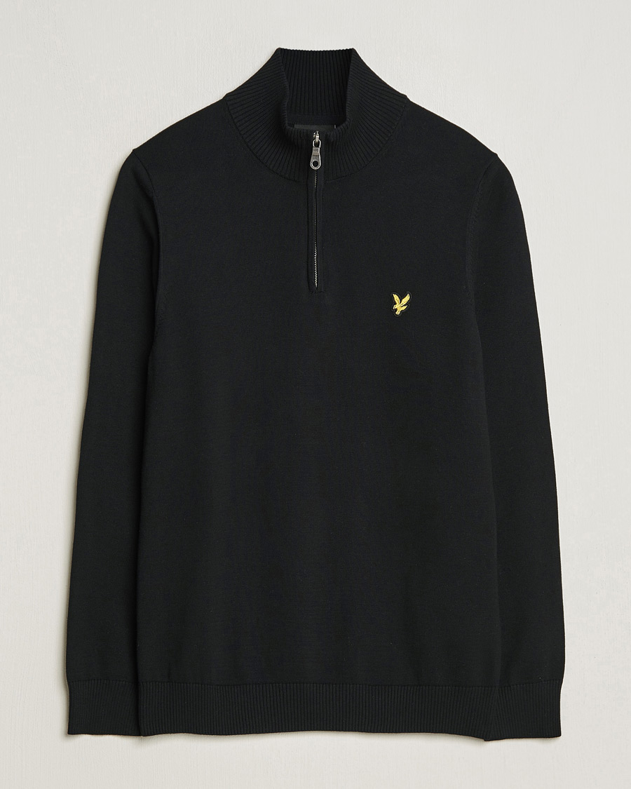 Men | Sweaters & Knitwear | Lyle & Scott | Cotton Knitted Half Zip Jet Black