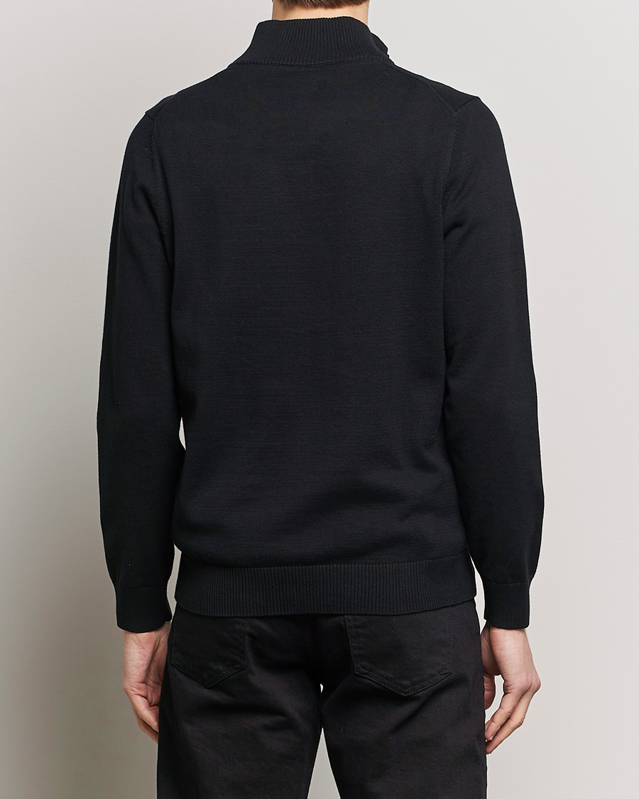 Men | Sweaters & Knitwear | Lyle & Scott | Cotton Knitted Half Zip Jet Black