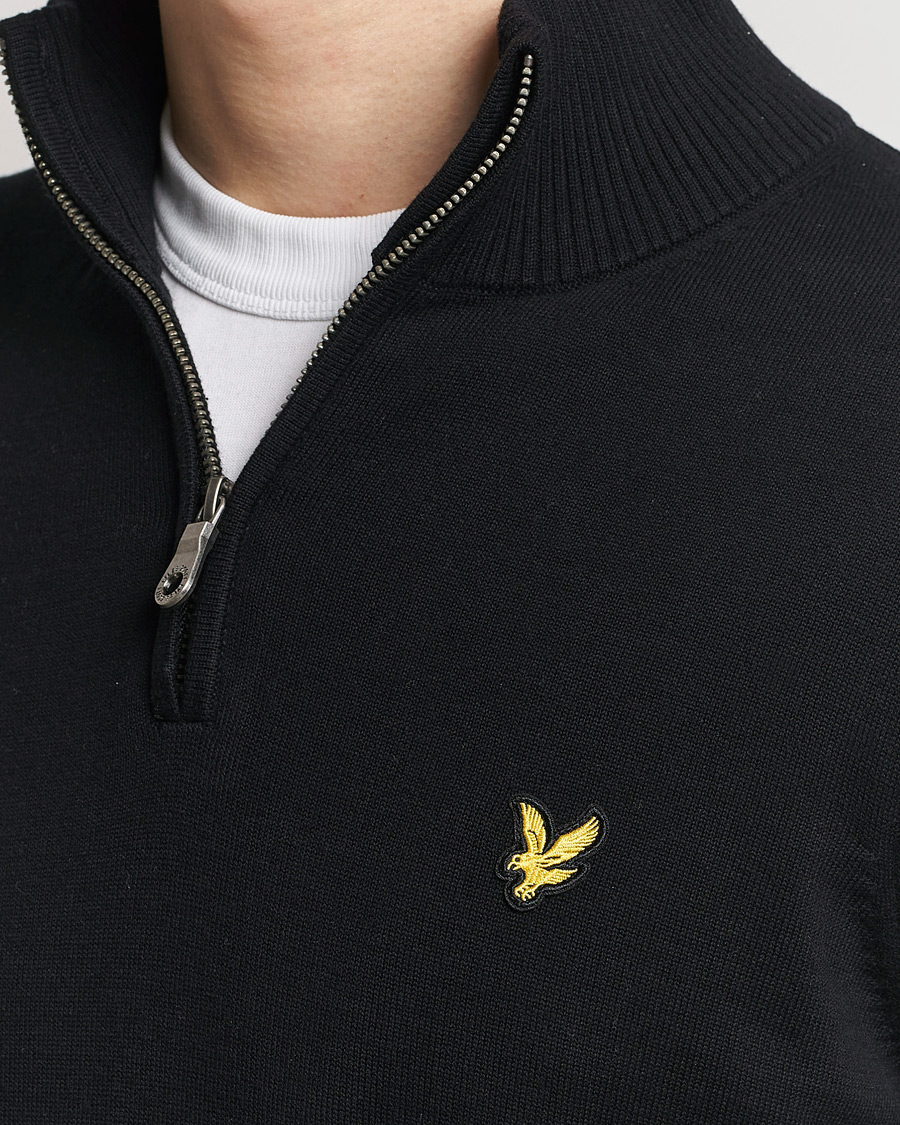 Men | Sweaters & Knitwear | Lyle & Scott | Cotton Knitted Half Zip Jet Black