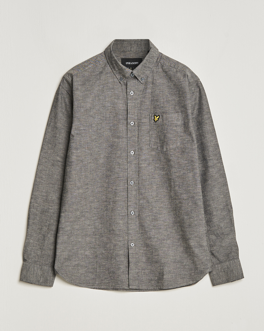 Men | Shirts | Lyle & Scott | Linen Button Down Shirt Grey Melange