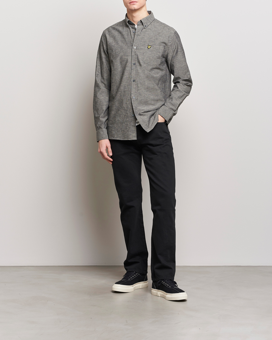 Men | Shirts | Lyle & Scott | Linen Button Down Shirt Grey Melange