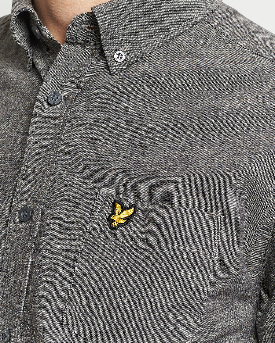 Men | Shirts | Lyle & Scott | Linen Button Down Shirt Grey Melange