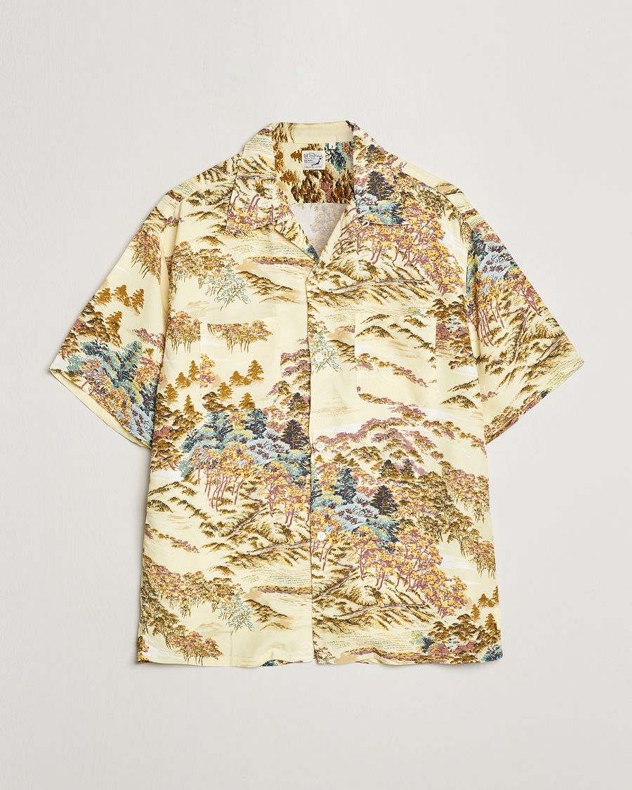 Men | Shirts | orSlow | Printed Rayon Camp Shirt Yellow
