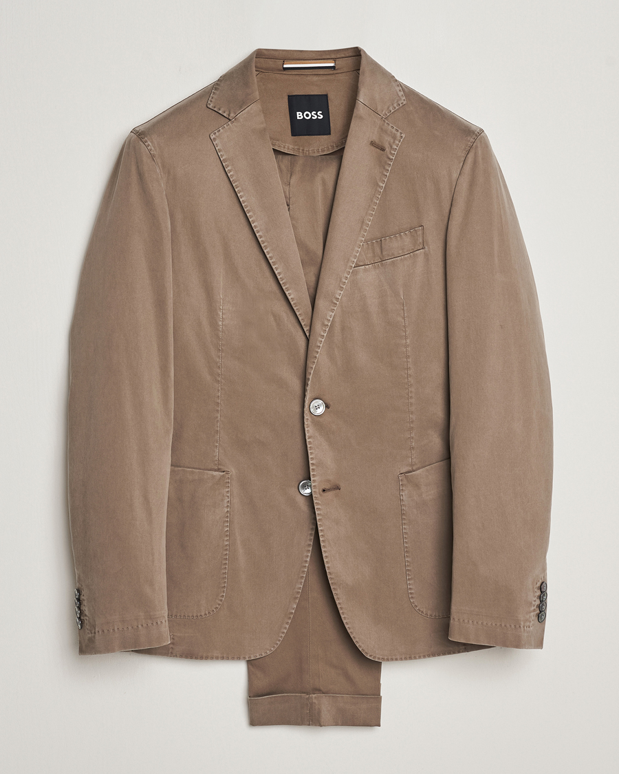 Men | Suits | BOSS BLACK | Hanry Cotton Suit Open Brown