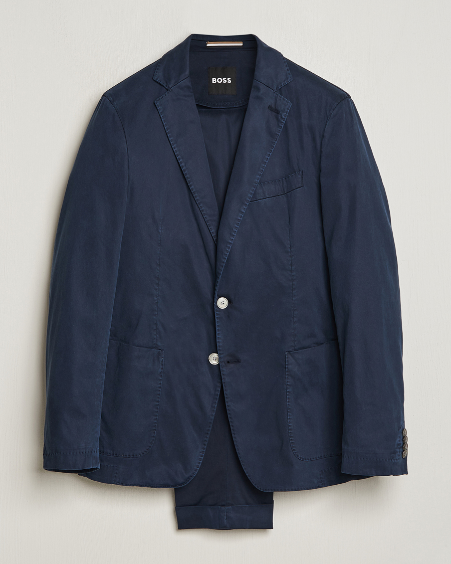 Men | Suits | BOSS BLACK | Hanry Cotton Suit Dark Blue