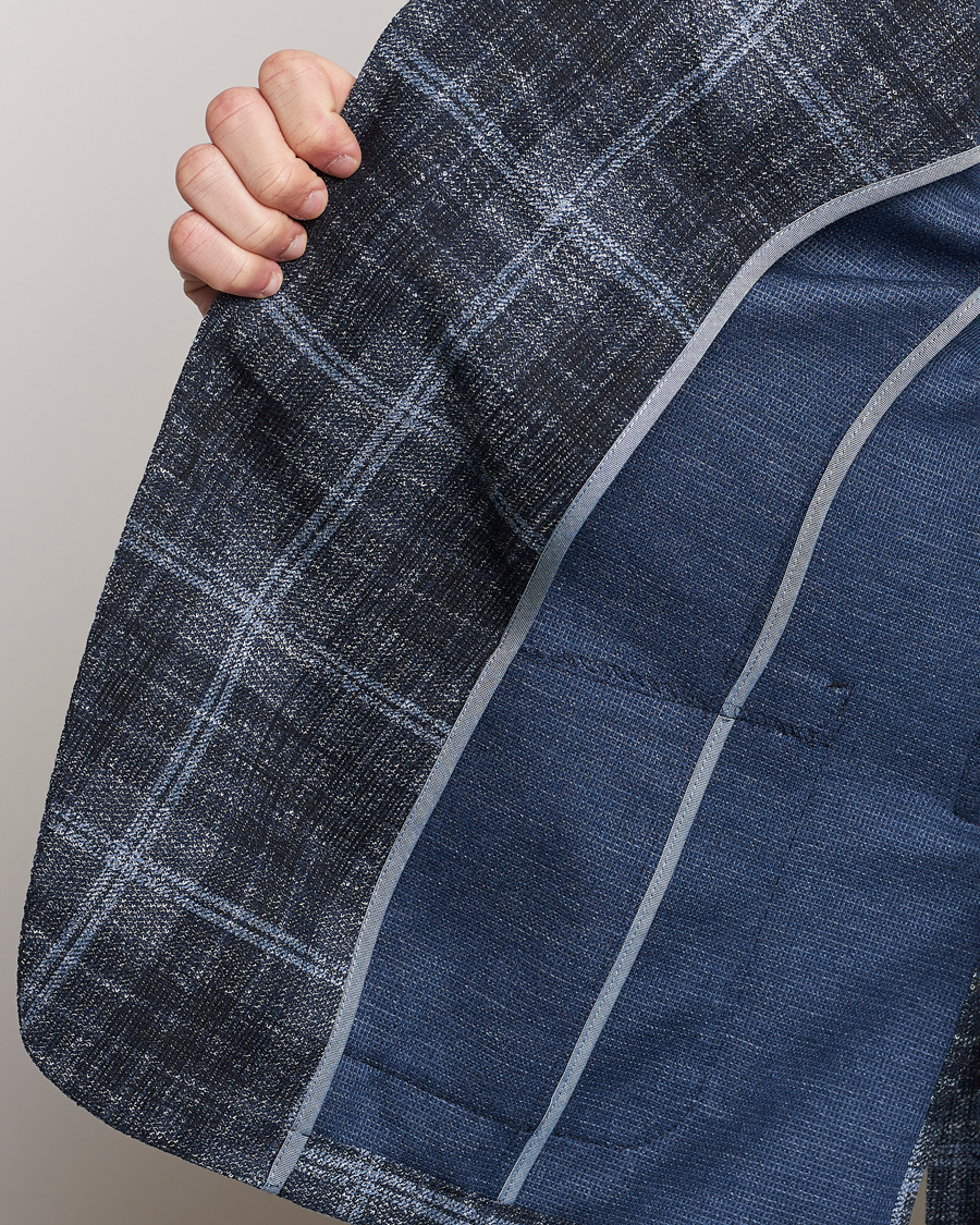 Men | Blazers | BOSS BLACK | Hanry Checked Jersey Blazer Dark Blue