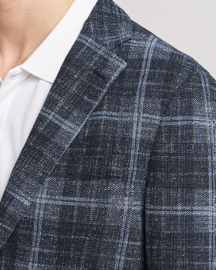 Men | Blazers | BOSS BLACK | Hanry Checked Jersey Blazer Dark Blue