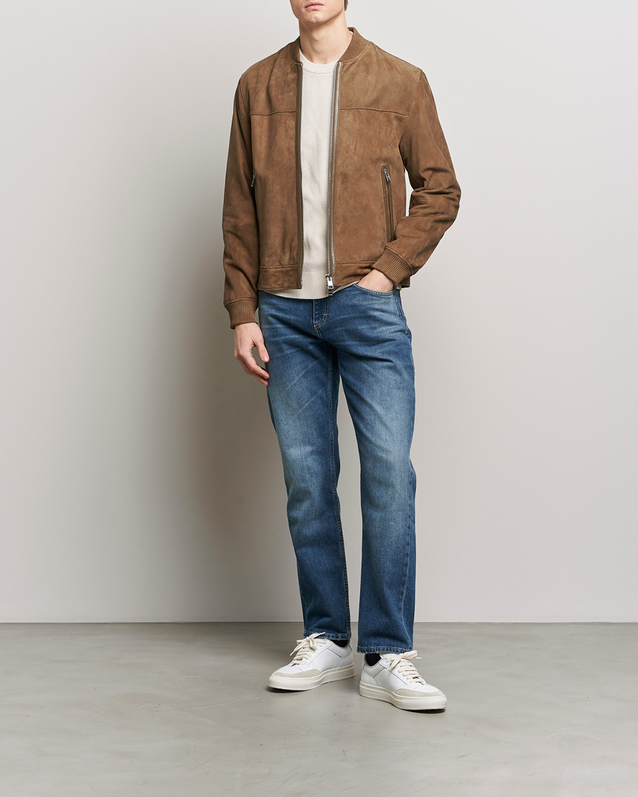 Men | Coats & Jackets | BOSS BLACK | Malbano Leather Jacket Open Brown