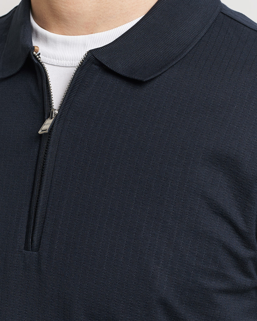 Men | Polo Shirts | BOSS BLACK | Polston Half-Zip Piké Dark Blue