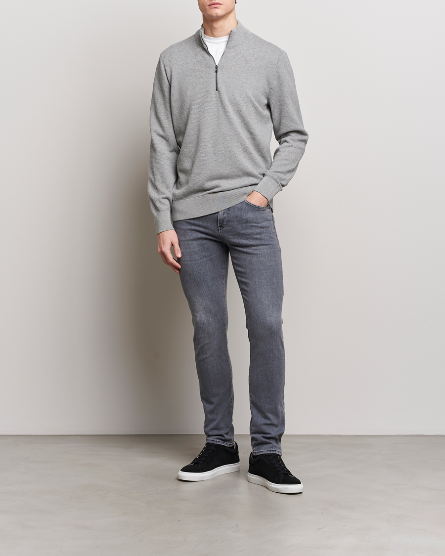 Men | Sweaters & Knitwear | BOSS BLACK | Ebrando Knitted Half-Zip Silver