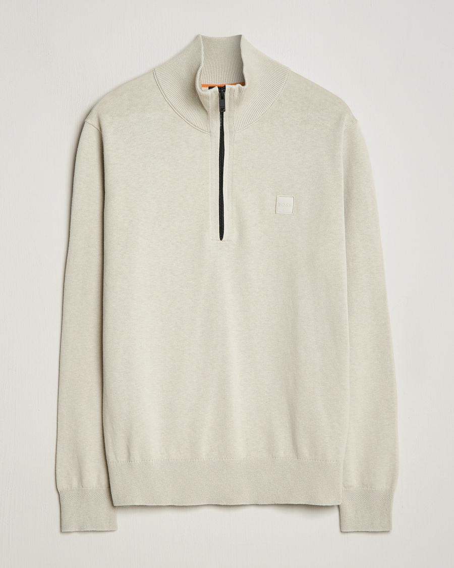 Men | Sweaters & Knitwear | BOSS ORANGE | Kanobix Knitted Half-Zip Light Beige