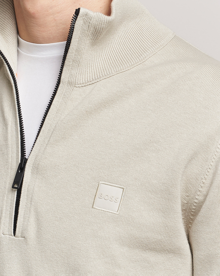 Men | Sweaters & Knitwear | BOSS ORANGE | Kanobix Knitted Half-Zip Light Beige