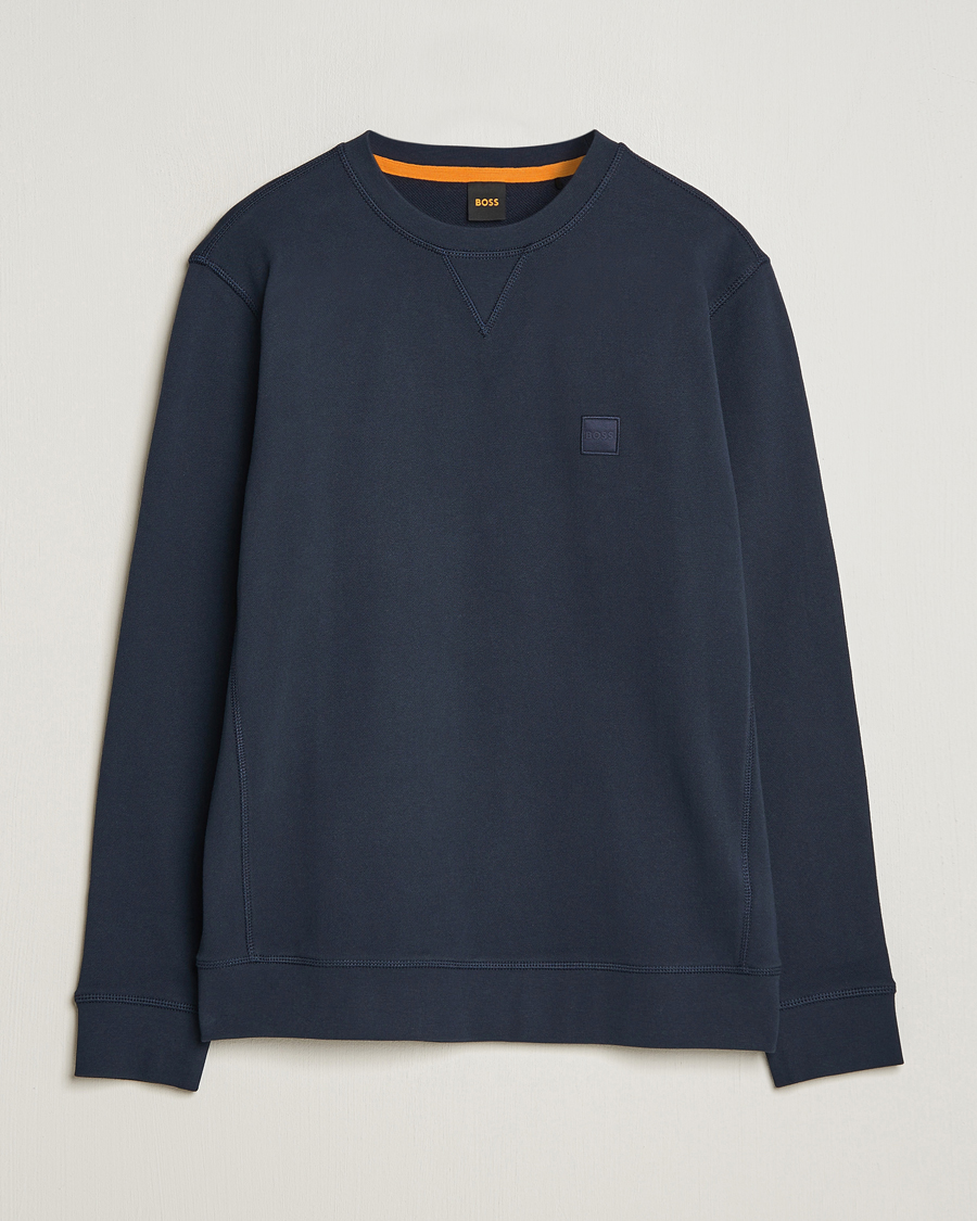 Men | Sweaters & Knitwear | BOSS ORANGE | Westart Logo Sweatshirt Dark Blue