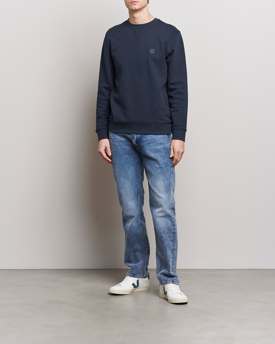Men | Sweaters & Knitwear | BOSS ORANGE | Westart Logo Sweatshirt Dark Blue