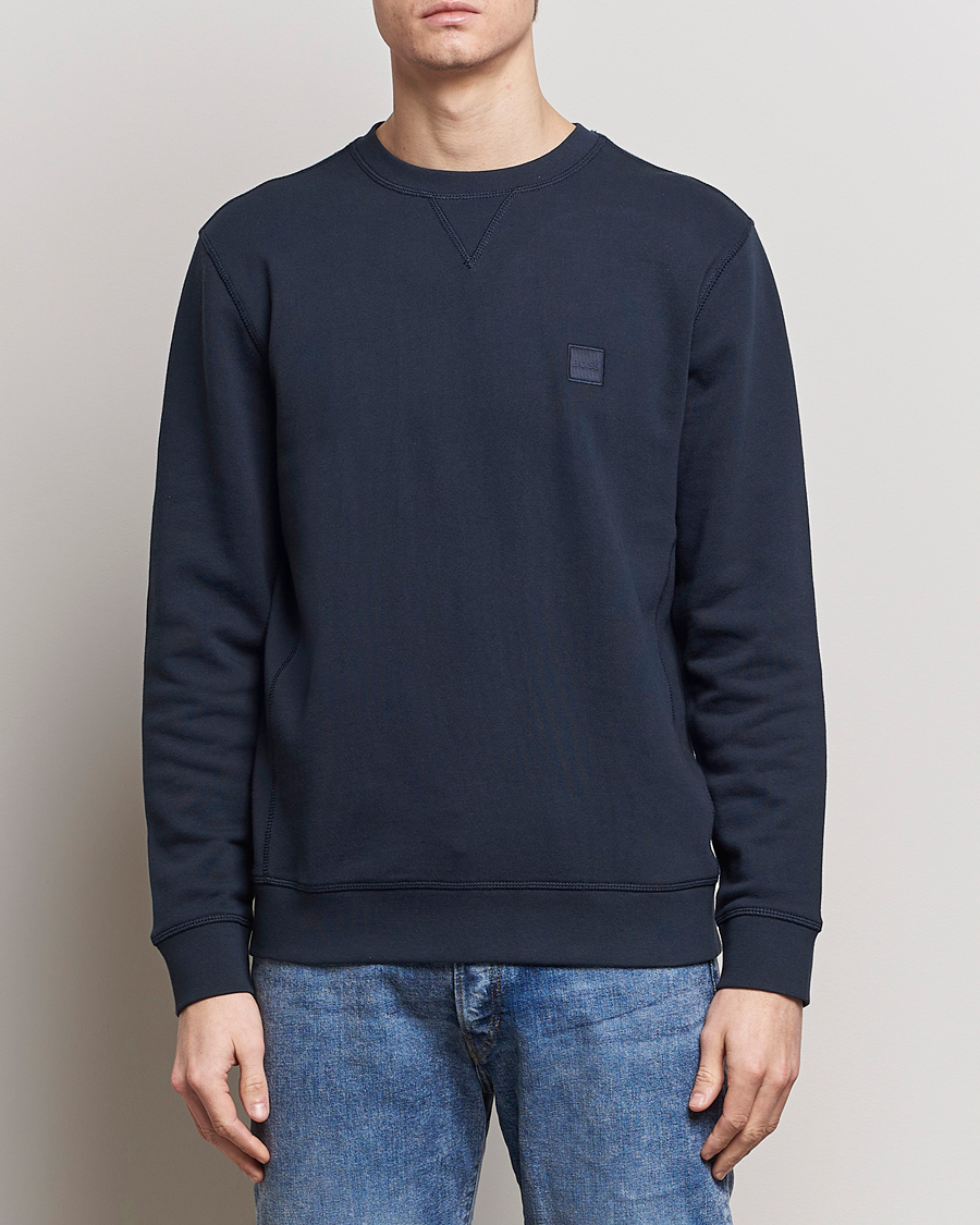 Men | Sweaters & Knitwear | BOSS ORANGE | Westart Logo Sweatshirt Dark Blue