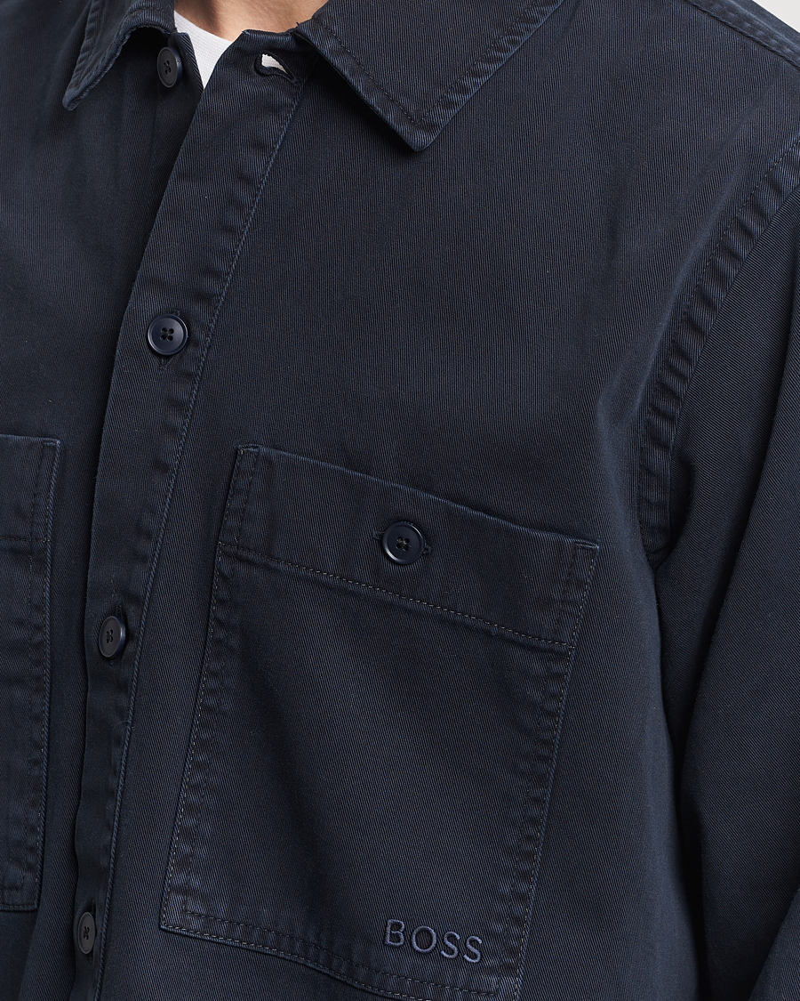 Men | Shirts | BOSS ORANGE | Locky Cotton Overshirt Dark Blue