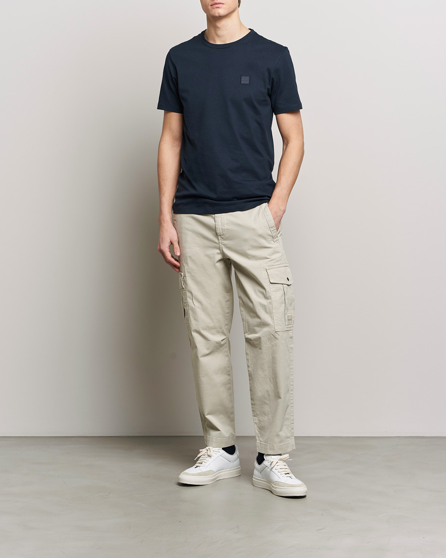 Men | T-Shirts | BOSS ORANGE | Tales Logo Crew Neck T-Shirt Dark Blue