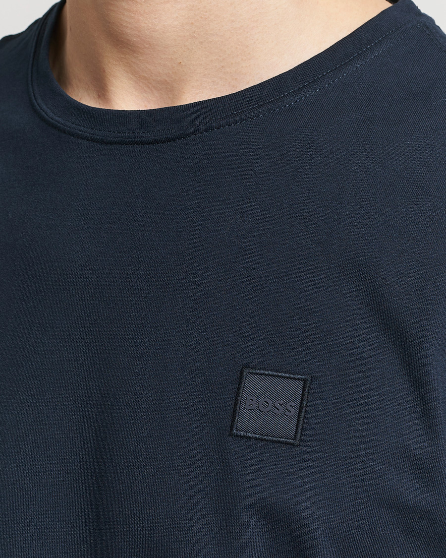 Men | T-Shirts | BOSS ORANGE | Tales Logo Crew Neck T-Shirt Dark Blue