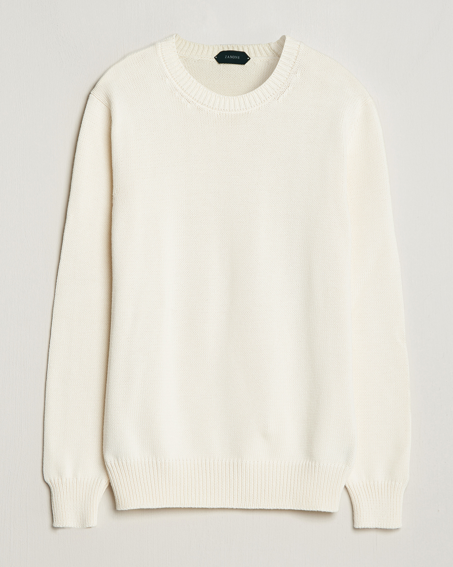 Men | Sweaters & Knitwear | Zanone | Soft Cotton Crewneck Sweater Off White