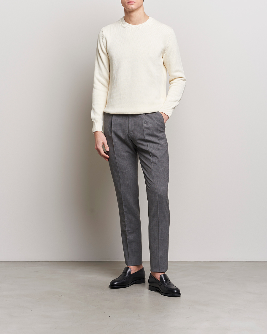 Men | Sweaters & Knitwear | Zanone | Soft Cotton Crewneck Sweater Off White