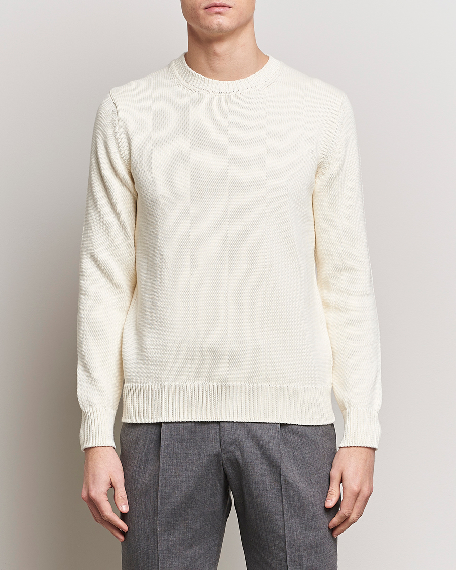 Men | Sweaters & Knitwear | Zanone | Soft Cotton Crewneck Sweater Off White