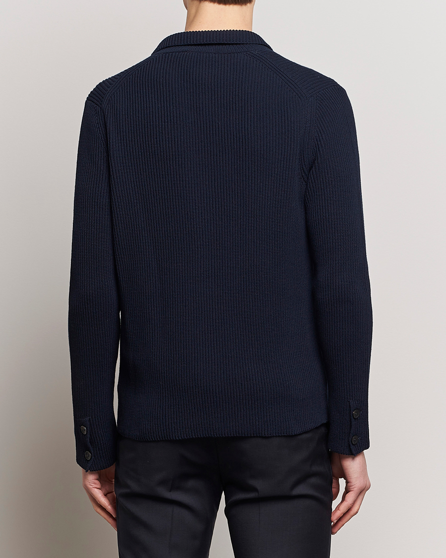 Men | Blazers | Zanone | Cotton Rib Knitted Blazer Navy