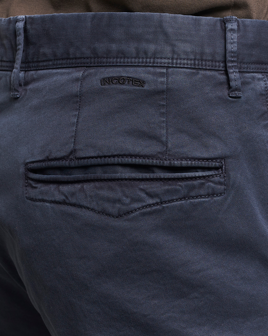 Men | Trousers | Incotex | Slim Fit Garment Dyed Slacks Navy