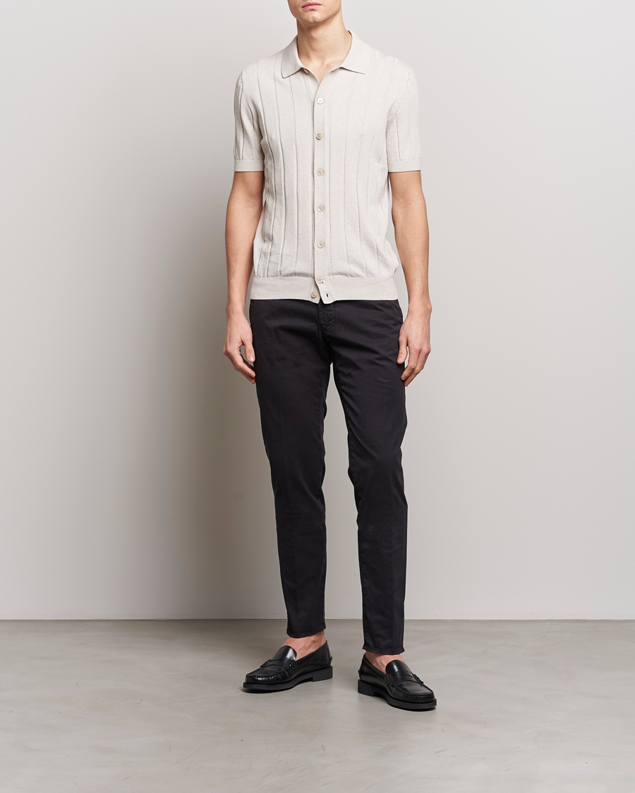 Men | Trousers | Incotex | Slim Fit Garment Dyed Slacks Black