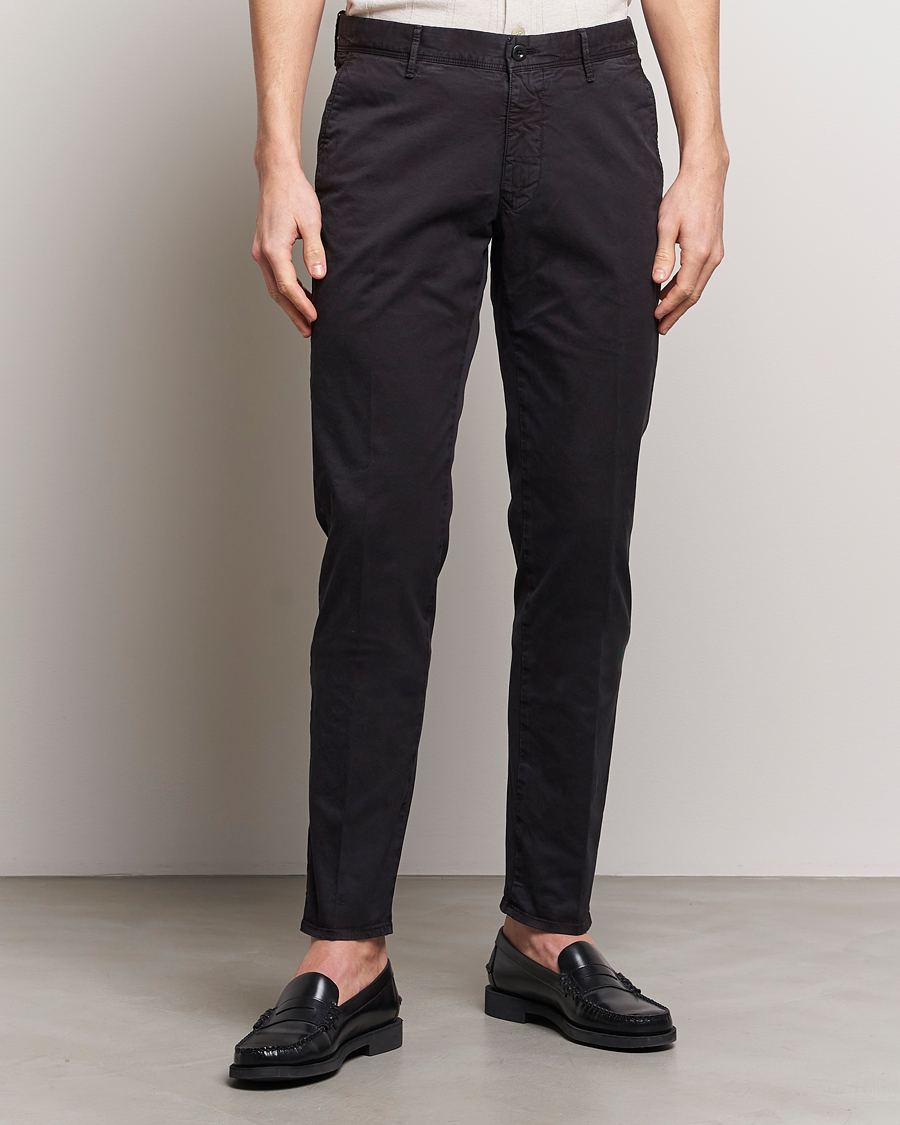 Men | Trousers | Incotex | Slim Fit Garment Dyed Slacks Black