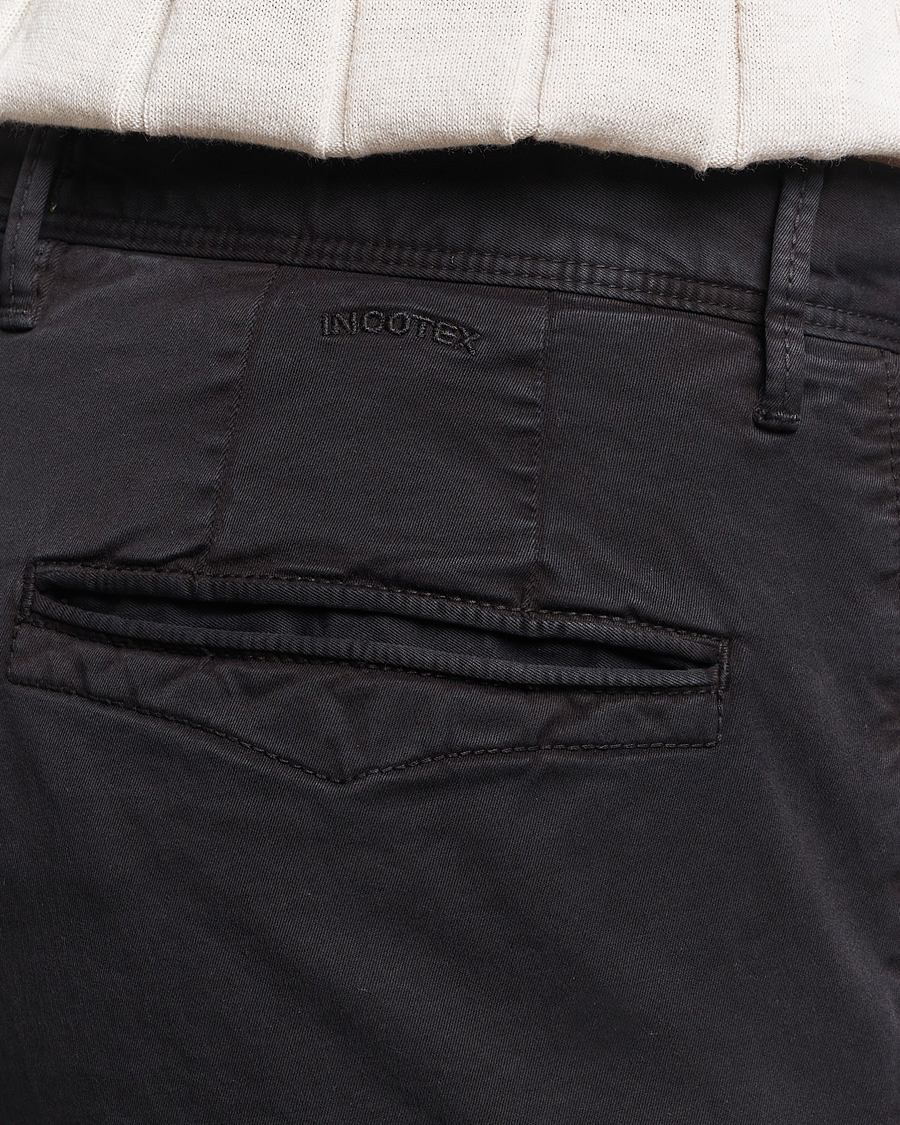 Men | Trousers | Incotex | Slim Fit Garment Dyed Slacks Black