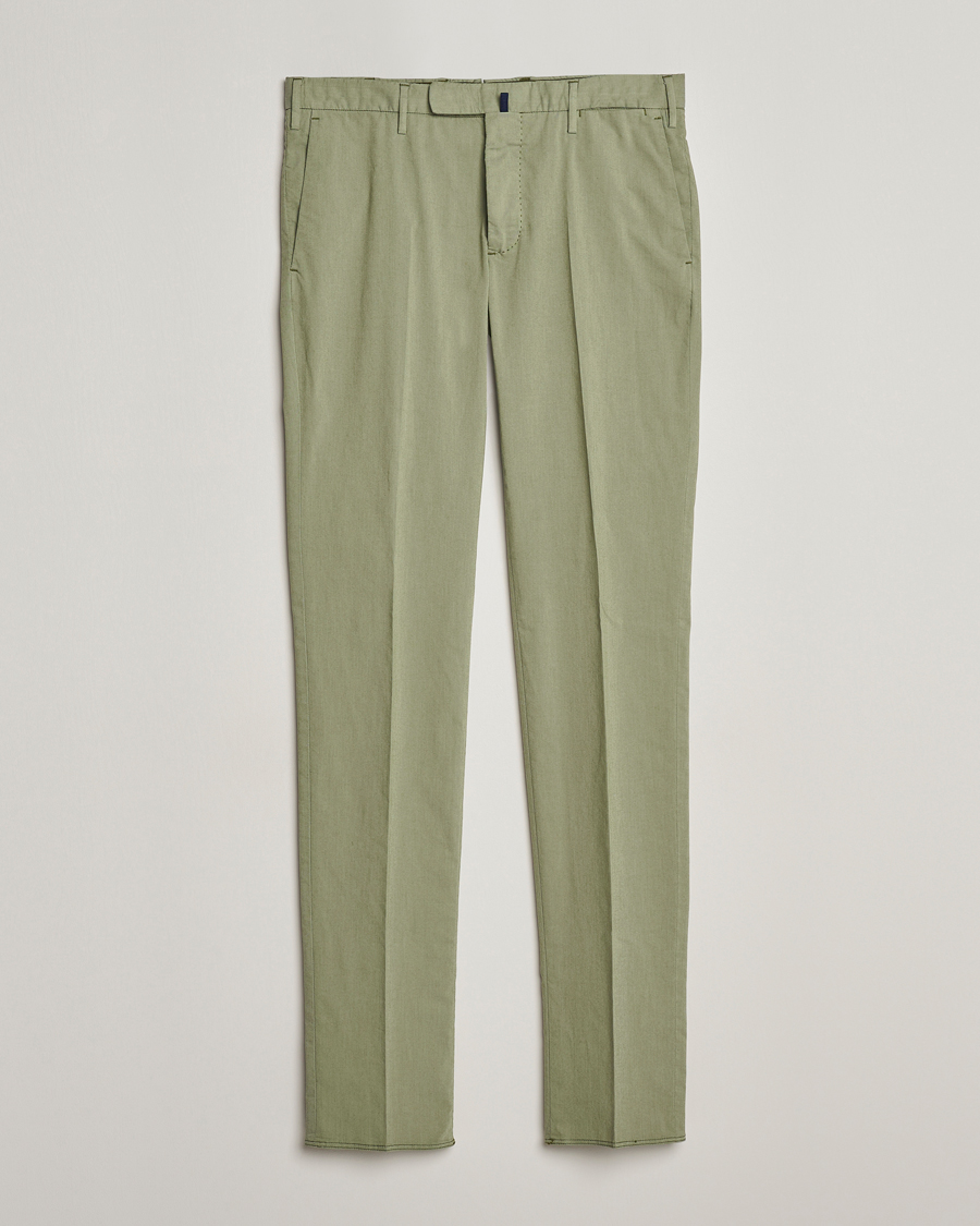 Men | Trousers | Incotex | Slim Fit Washed Cotton Comfort Trousers Olive