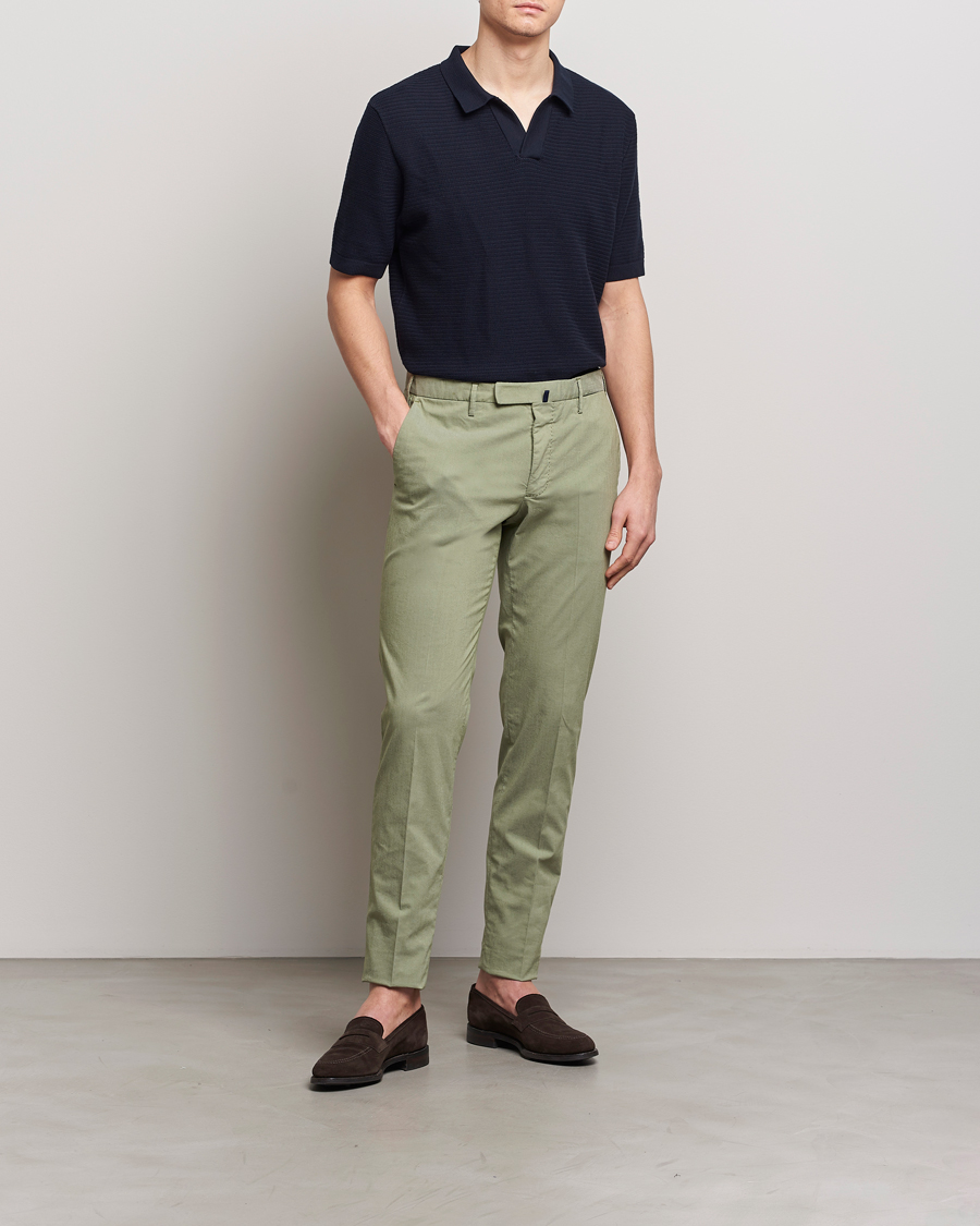 Men | Trousers | Incotex | Slim Fit Washed Cotton Comfort Trousers Olive