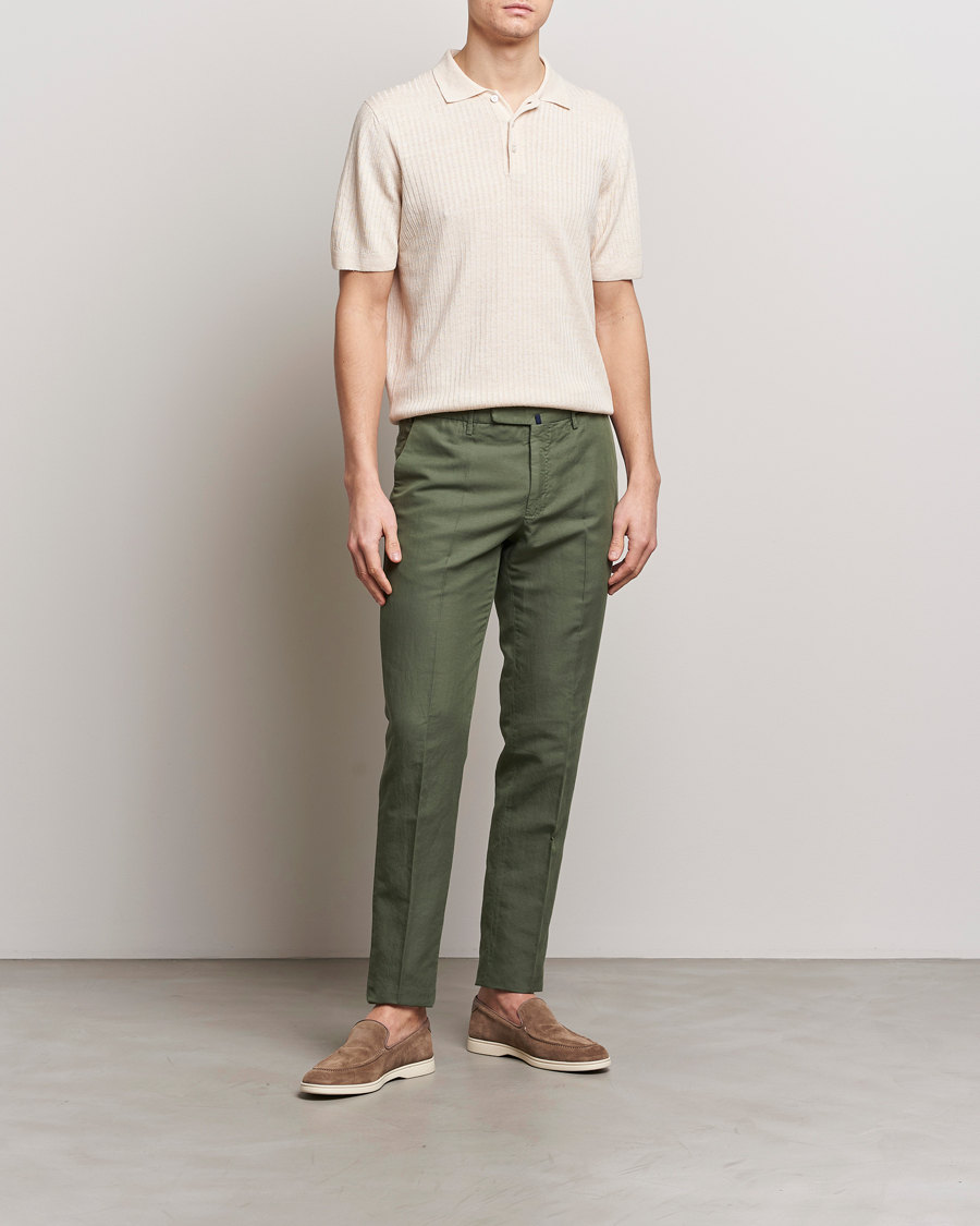 Men | Trousers | Incotex | Slim Fit Chinolino Trousers Dark Green