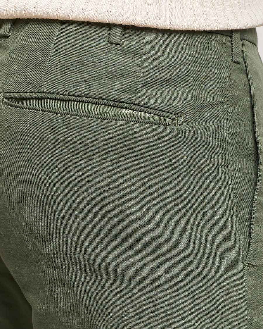 Men | Trousers | Incotex | Slim Fit Chinolino Trousers Dark Green
