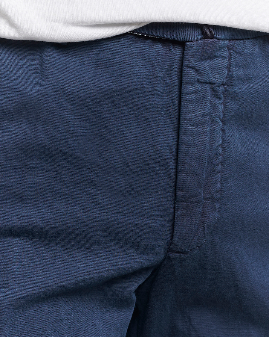 Men | Trousers | Incotex | Regular Fit Comfort Cotton/Linen Trousers Navy
