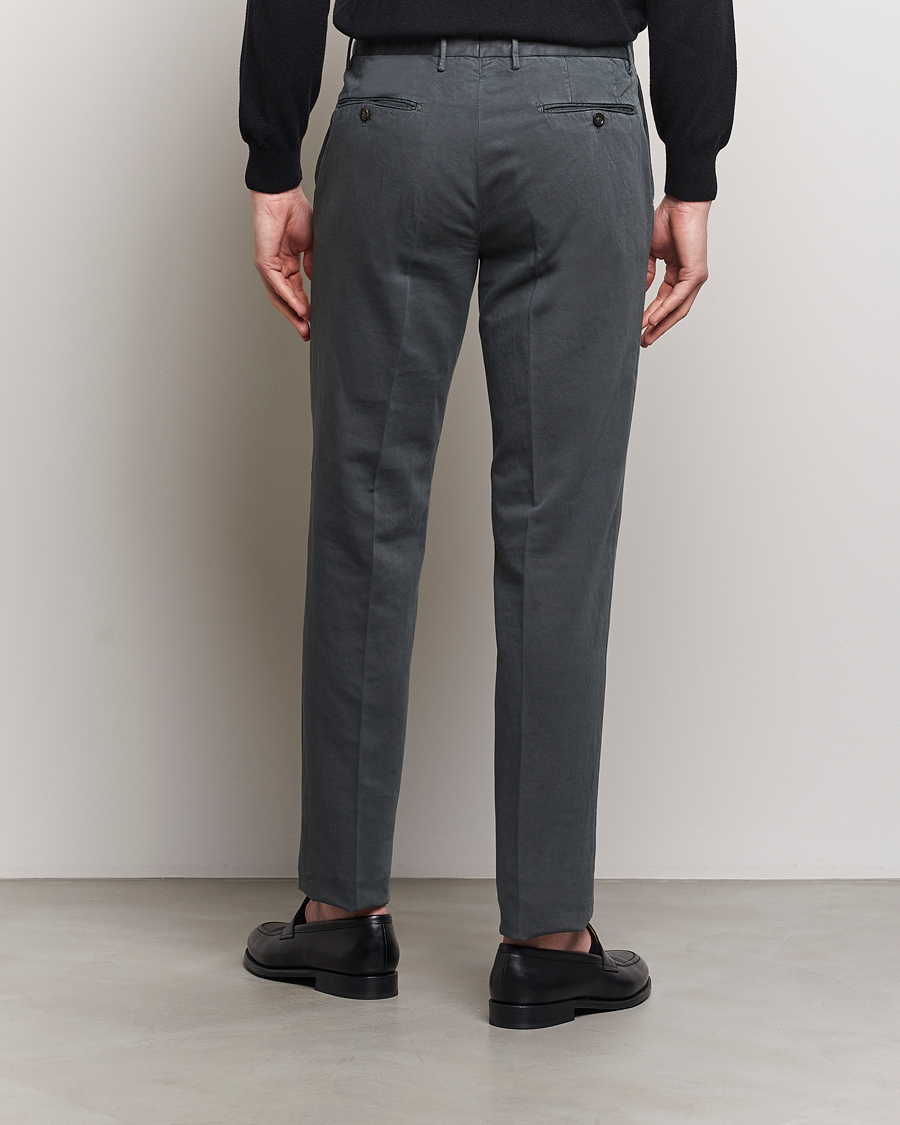 Men | Trousers | Incotex | Regular Fit Comfort Cotton/Linen Trousers Dark Grey