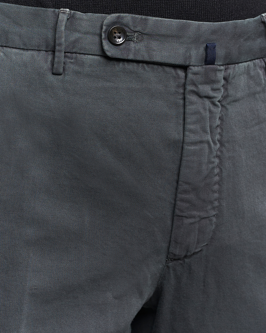 Men | Trousers | Incotex | Regular Fit Comfort Cotton/Linen Trousers Dark Grey