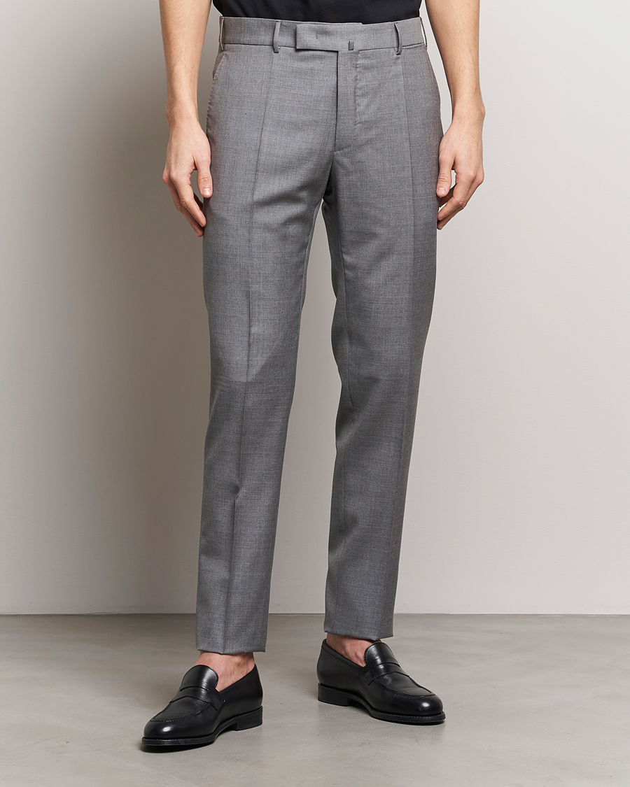 Men | Trousers | Incotex | Slim Fit Tropical Wool Trousers Light Grey