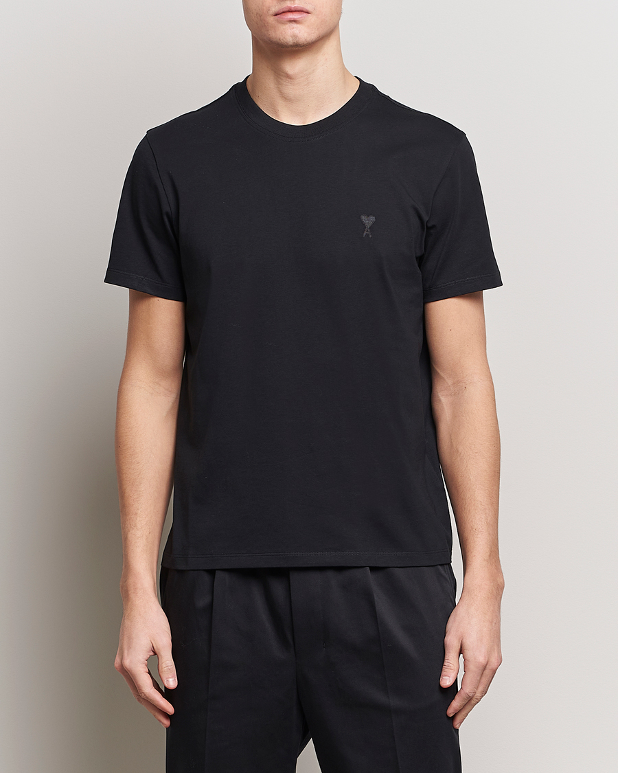 Men | T-Shirts | AMI | Tonal Heart Logo T-Shirt Black
